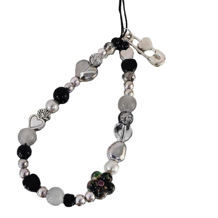 Elegant Flower Bead Pendant Accessory Y2K Heart Phone Charm Strap Hangings Charm