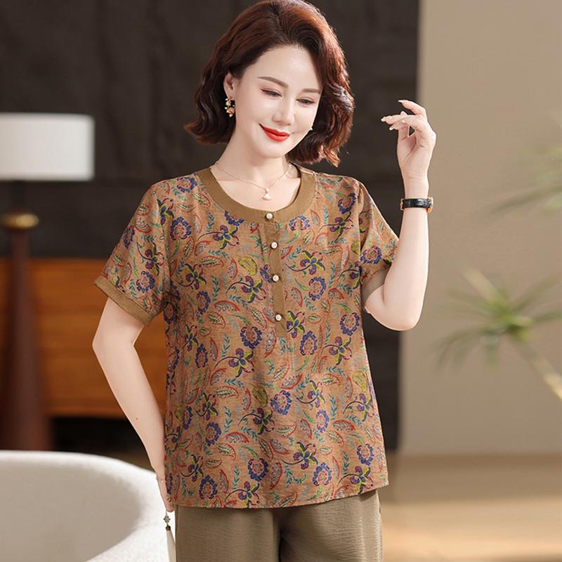Madam Tang Mid-Aged Women's Summer Outfit Set