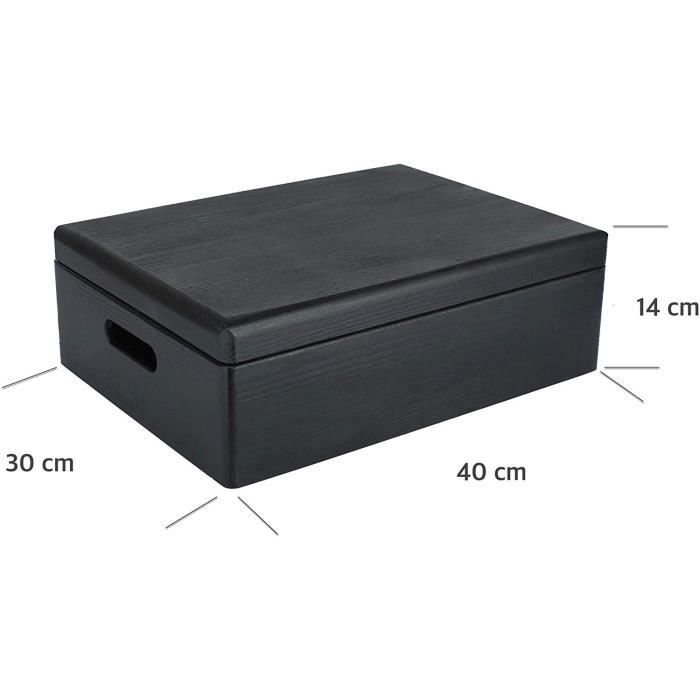 Storage Box - Creative Deco - XL - Wood To Decorate - Black - 40 X 30 X 14 Cm
