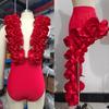 Costume da bagno intero da donna 2024 con balze esagerate