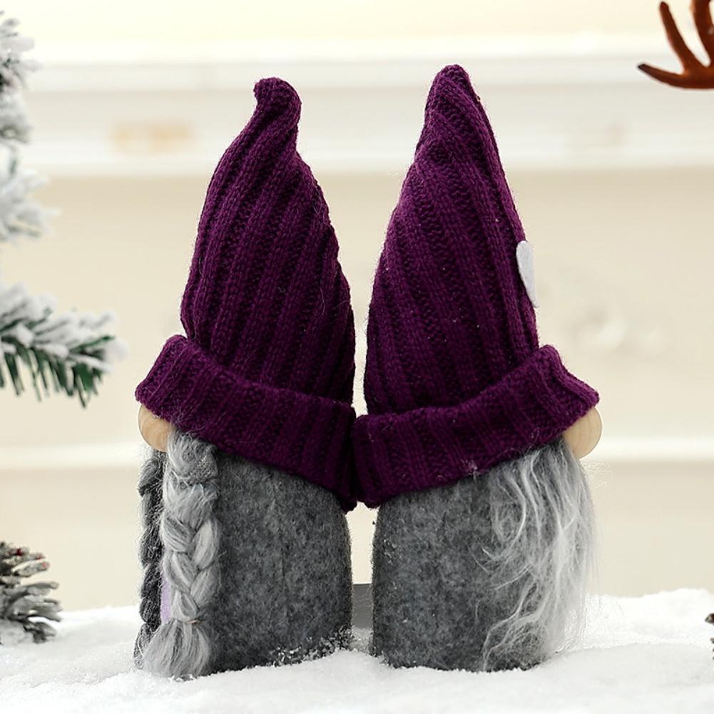 Set of 2 Handmade Plush Christmas Gnome Figurines for Indoor Holiday Decor and Festive Display on Tables or Shelves