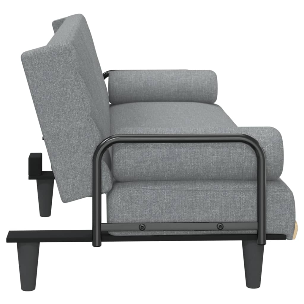 Vidaxl Foldable Sofa With Armrests, Light Gray, Fabric Upholstered