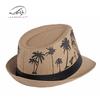 Summer Shade Sun Protection Beach Top Hat Ladies Coconut Tree Printed Jazz Hat Men's Encrypted Straw Breathable Hat
