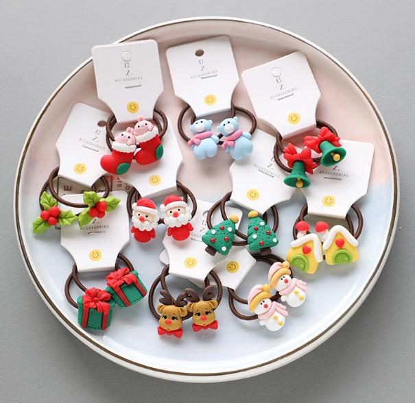 2021 Christmas Santa Claus Hair Ties & Headbands for Kids - Hair-Friendly Accessories