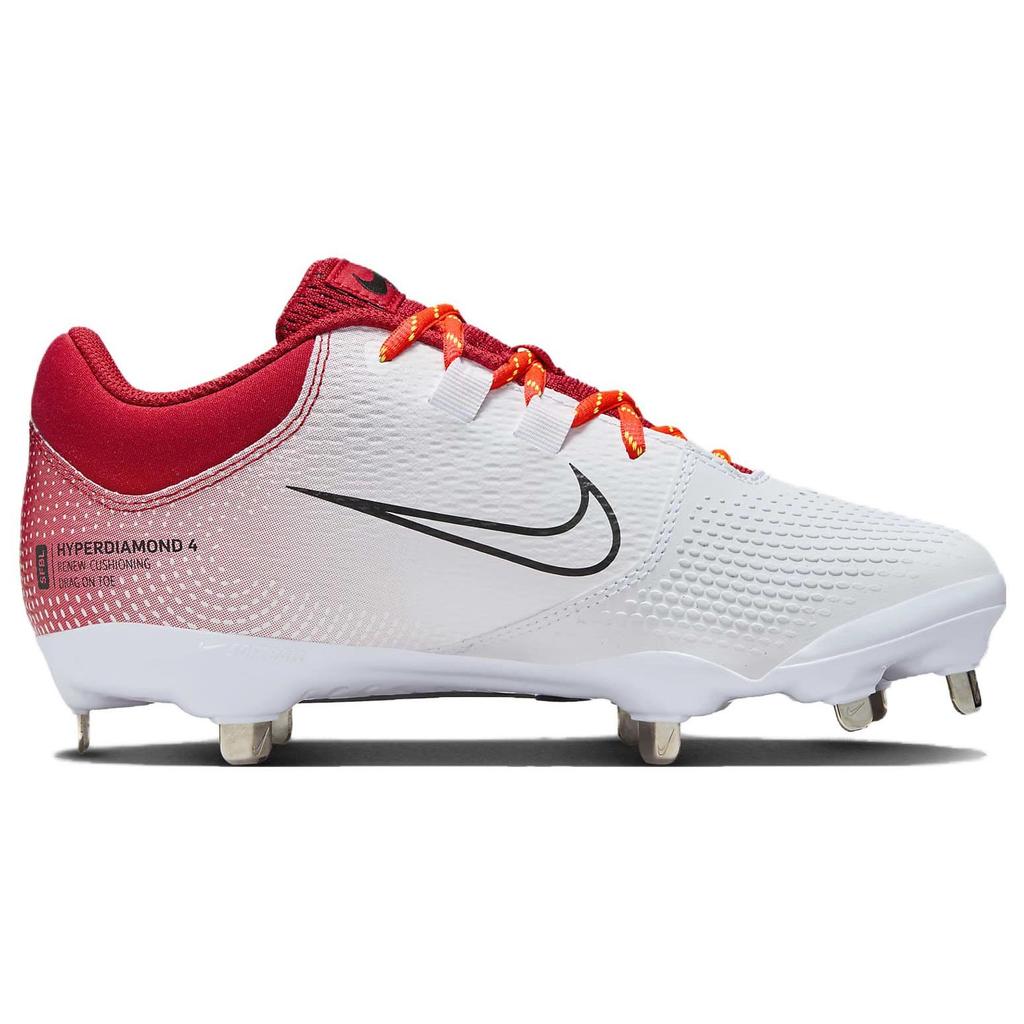 Nike Hyperdiamond 4 Comfortable Durable Breathable Low Top Training Shoes Women Sneakers White Red CZ5920-600