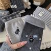 Thickened Warm Sheep Wool Embroidery Soft Warm Striped Mid-Leg Socks Korean Polka Dot Socks For Women Stacked Socks