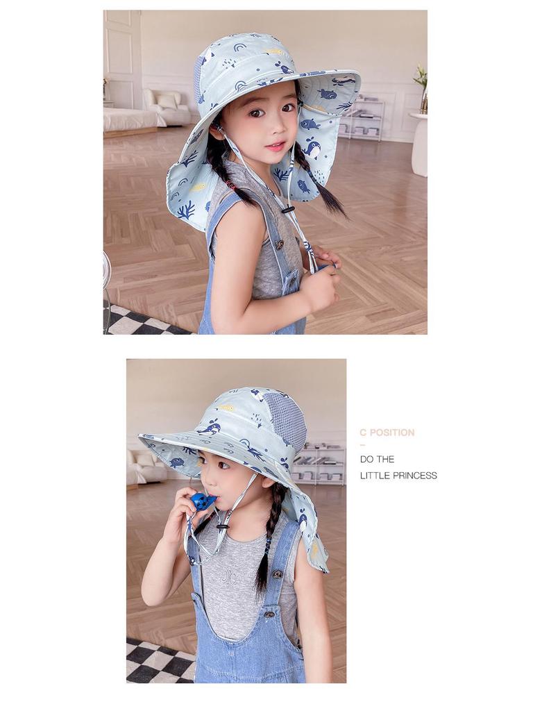 Dziecięcy kapelusz przeciwsłoneczny na lato: Ochrona UV, Uroczy design z szerokim rondem dla dziewczynek i chłopców