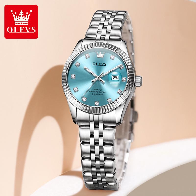

Женские кварцевые часы OLEVS высокого класса в лаосском стиле - Модные, Без подсветки, Водонепроницаемые наручные часы