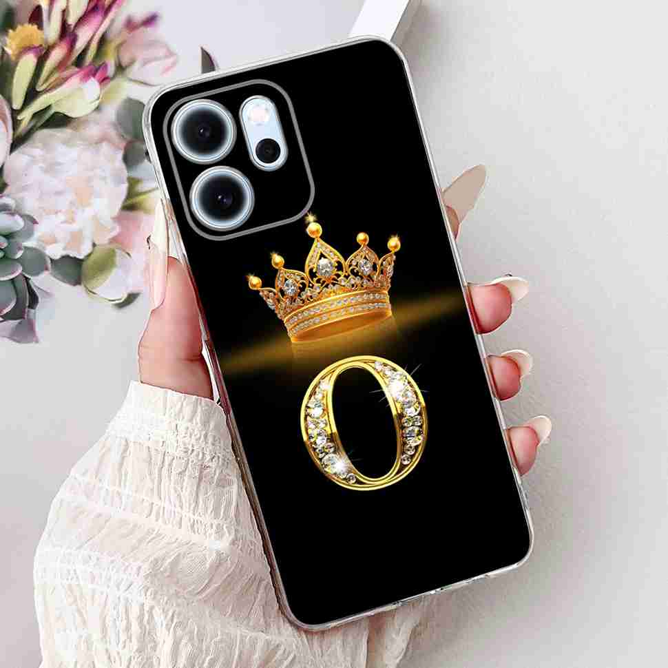 For Oppo Reno14 F 5G 6.57" Case Popular Design Letters A-Z Crown TPU Soft Silicone Cover For Oppo Reno 14F CPH2743 Phone Casing