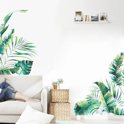 Tropical Leaves Wall Stickers, Green Botanical Removable Decals for Living Room Bedroom Home Interior Wall Decor
