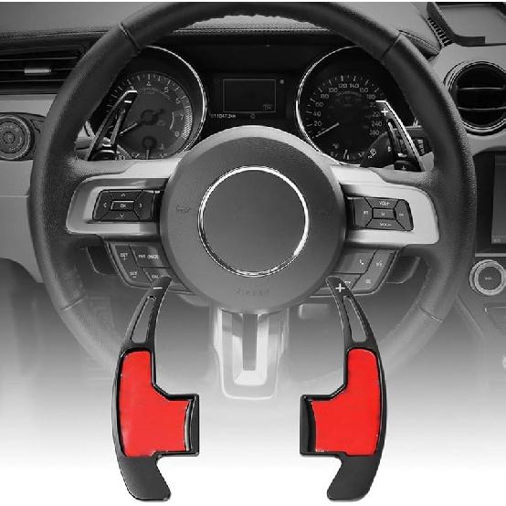Voodonala Red Steering Wheel Shift Paddle Shifter Trim Cover for Ford Mustang 2015+(2pcs/set)