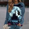 Women's Fashion Casual Long Sleeve Halloween Printed Round Neck Sweater Top