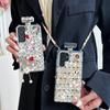 Crossbody Rhinestone Parfume Bottle Shape Pouzdro na telefon Samsung S23 S22 S21 S20 Ultra Note 10 20 Kryt Crystal Flowers pro iphone 11 12 13 14 Pro Max
