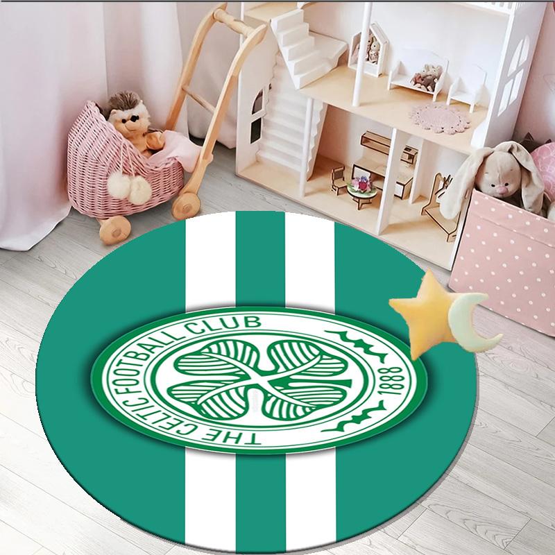 1PC round rug Cel-tic Football Club Crest Printed Round Area Rug ,Rug For Home Office, Round Chair Rug, Decorative Carpet Fan gifts Christmas gift