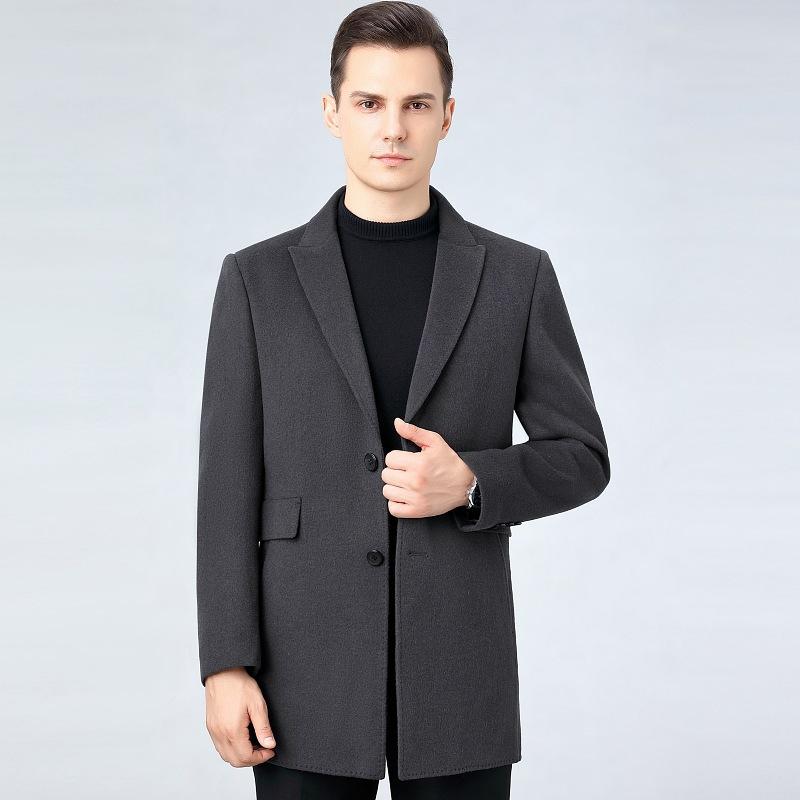 Autumn and winter men's mid-length double-sided cashmere wool coat casual suit collar coat wool wool jacket