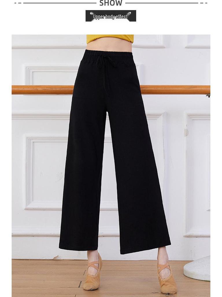 Damen Übergröße Modern Dance Modal Weitbein-Hose für Frühling/Sommer - Locker, Klassischer Chinesischer Stil Übungskleidung