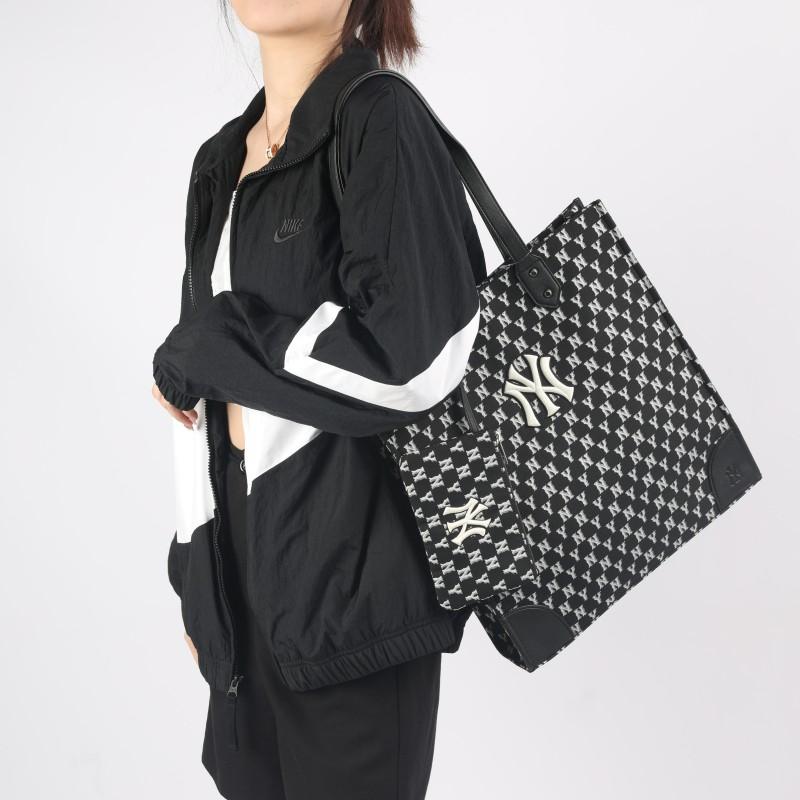 MLB Monogram Collection Polyester Combo Bag, Tote Bag, Shopping Bag, Handbag, Shoulder Bag Large Unisex Black Casual