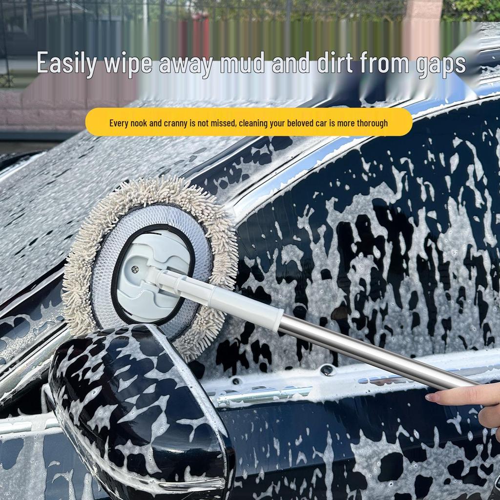 Telescopic Soft Bristle Car Wash Mop with Bendable Handle - Safe for Paint and Dust Removal