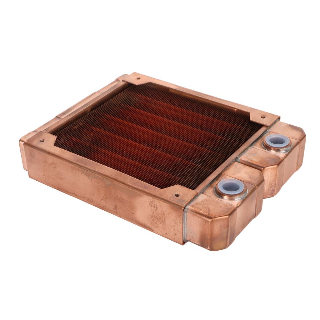 Water Cooling Radiator Red Copper 7mm Round Pipe G1 4 Thread Liquid Heat Exchanger for Computer