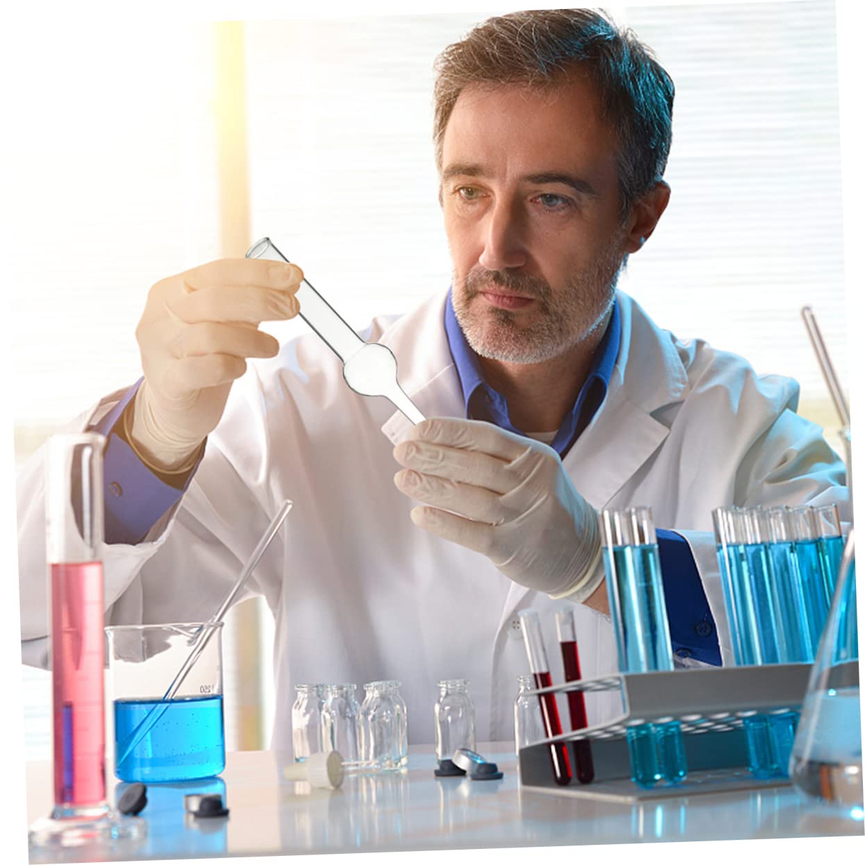 Hemoton 5 шт. Оборудование для химических экспериментов Конфетные пробирки Контейнеры Химическая трубка для сушки Стеклянная лабораторная трубка для сушки Стеклянные трубки для сушки с одной шариковой ловушкой