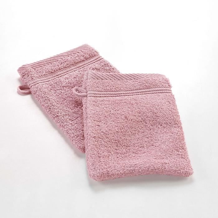 Gant De Toilette - Tendresse - Lot De 2 - 100% Coton Éponge - 15 X 21 Cm - Rose