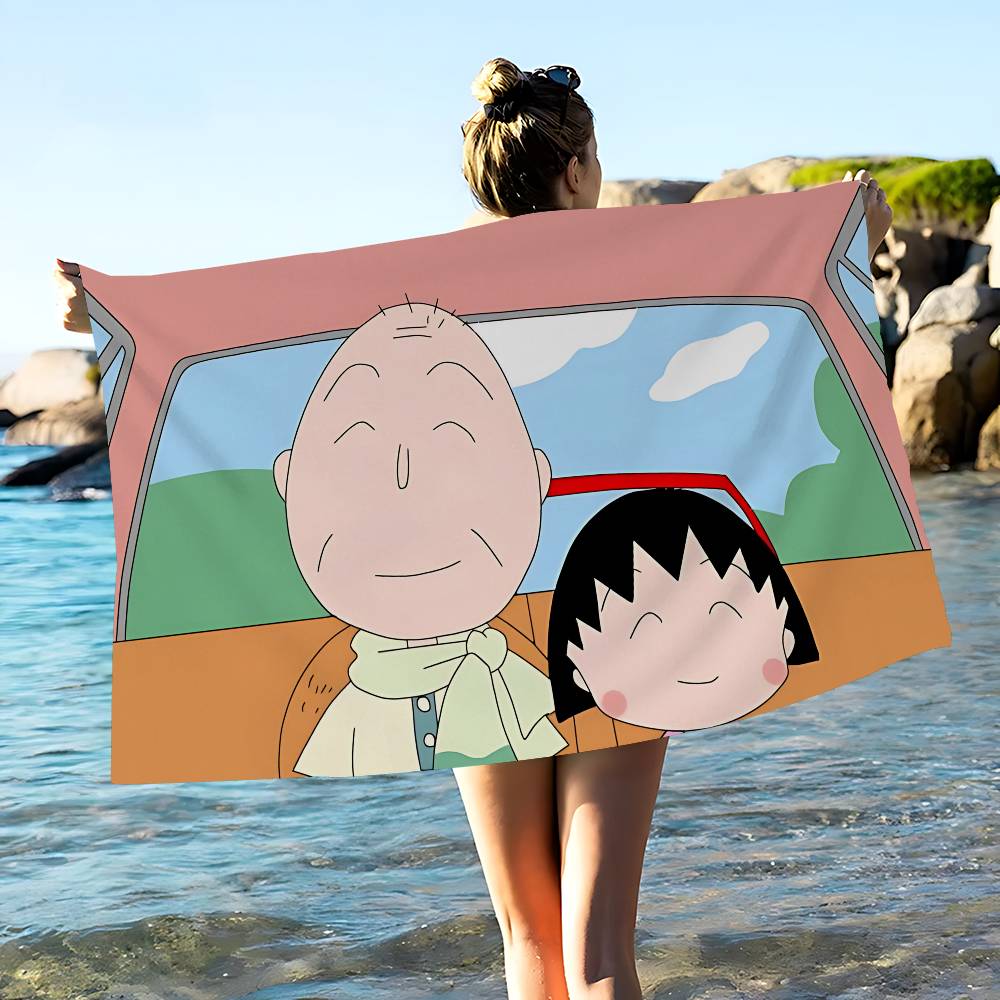 Catoon C-Chibi Maruko Chan Anime Beach Swimming Towel Soft Absorbent Washcloth Children's Gifts for Kids Travel Camping Gym