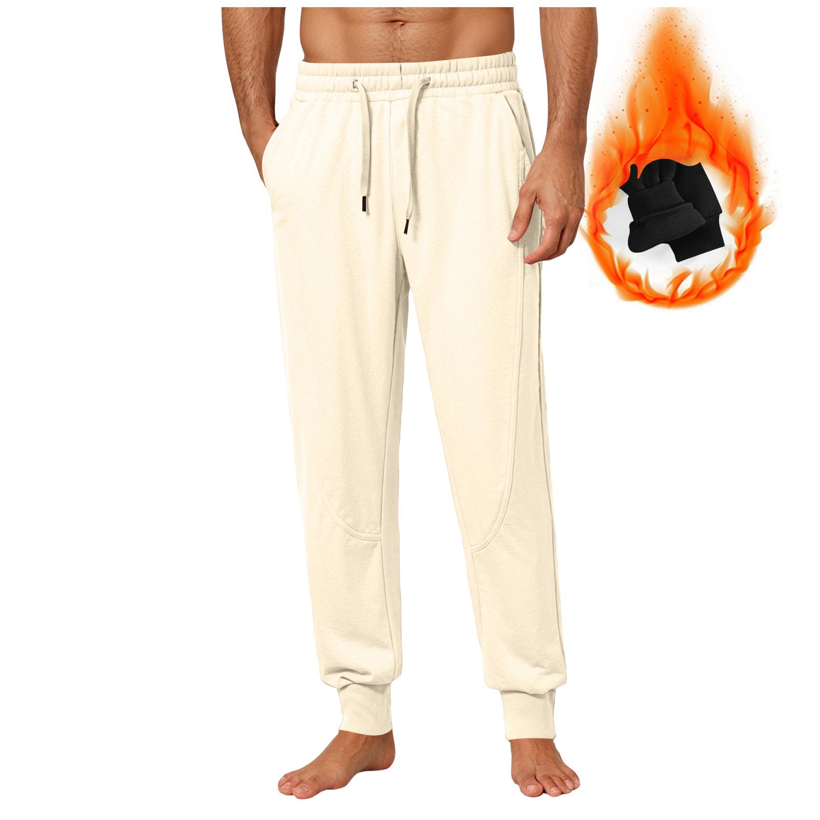 

Men s Solid Color Drawstring Sweatpants Loose Cotton Cuff Waist Fleece-lined Casual Pants XXL