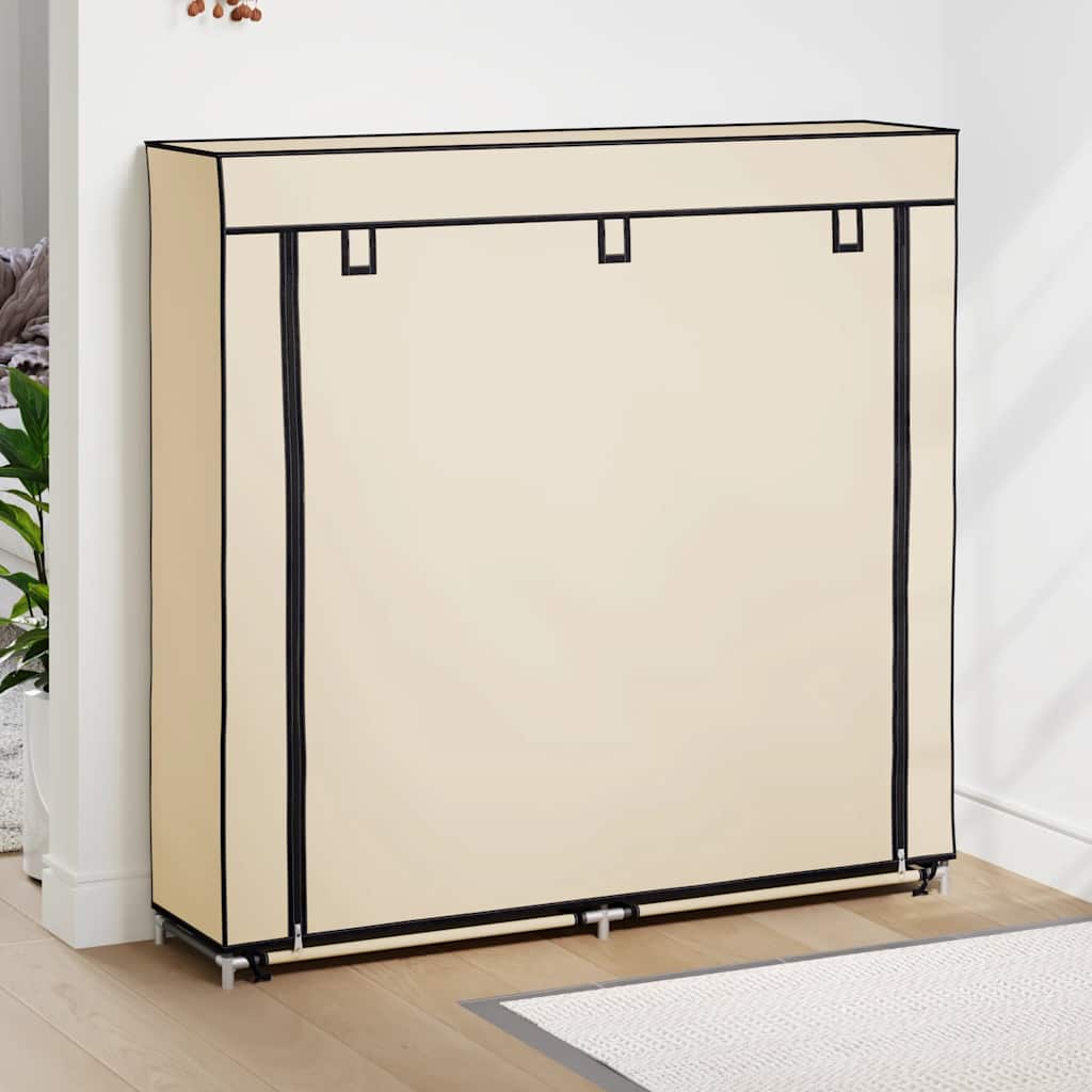 vidaXL Schuhschrank mit Abdeckung Cremeweiß 115 x 28 x 110 cm Stoff creme