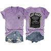 Women V‑Neck Short Sleeve T‑Shirt Double‑Sided Letter Print Casual Street Fashion Ladies Top S‑3XL