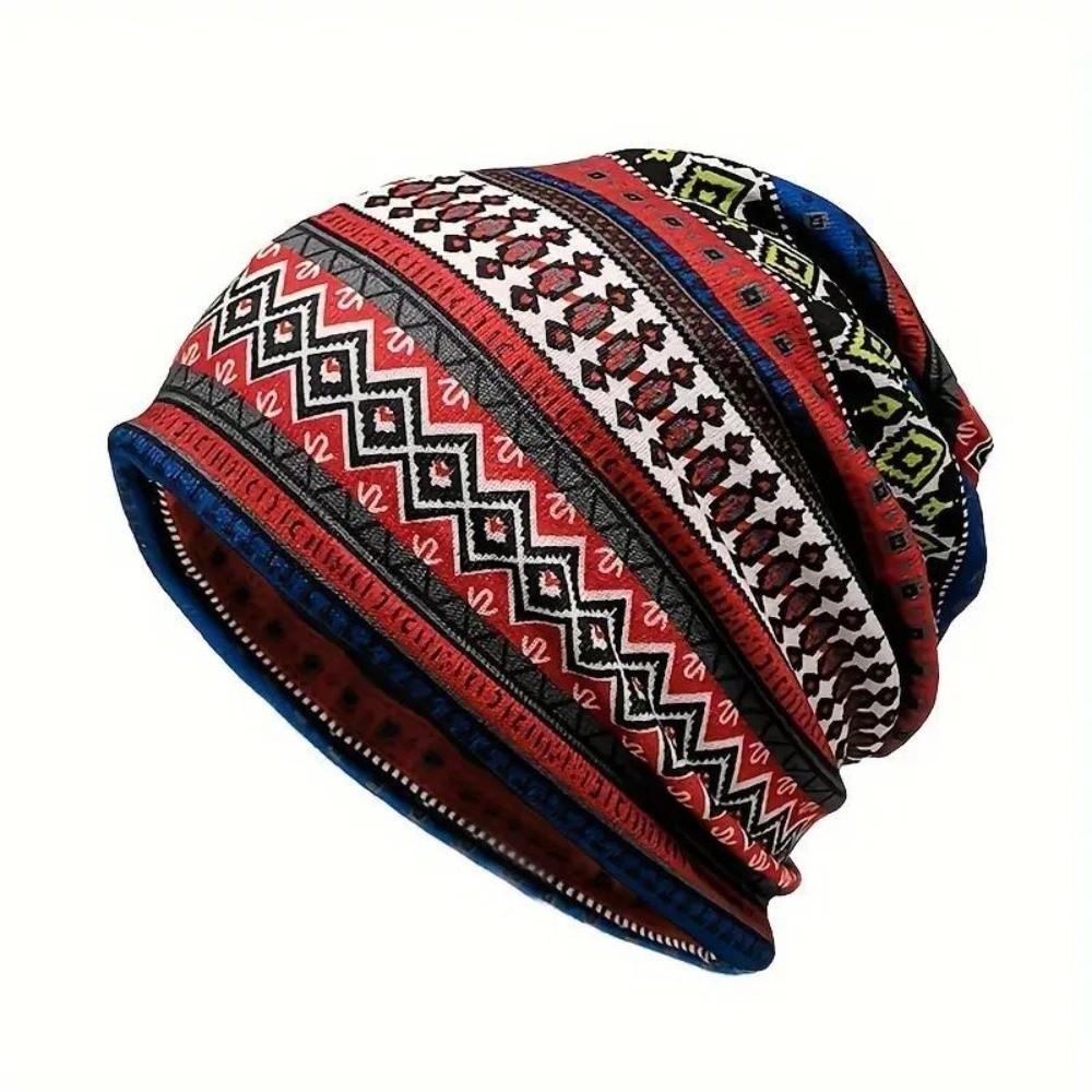 Contrasting Colors Turban Hats Plaid Print Casual Hedging Cap Gifts Pullover Hat  Autumn and Winter