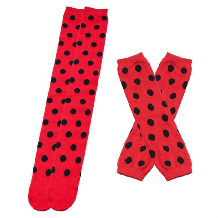 Cosplay Thigh High Long Socks for Women Girl Over Knee Stockings and Arm Warmers Insect Dots Print Costume Accessories