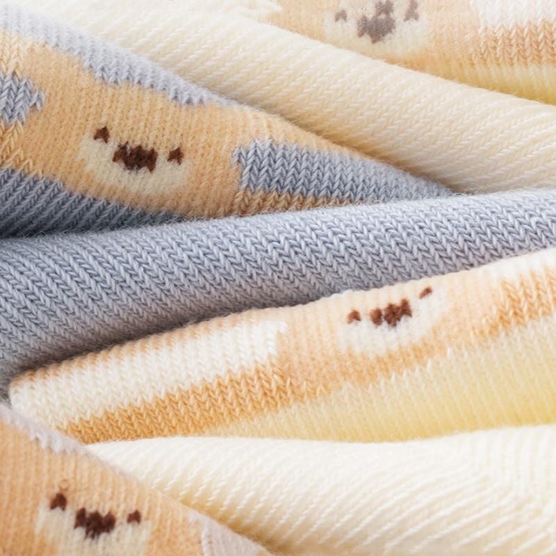 3Pairs/set New Autumn High Elastic Boneless Newborn Baby Tube Socks Toddler Girls Cute Bear In Tube Kids Infant Cartoon Socks
