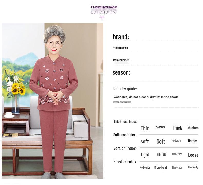 Cozy Autumn & Winter Wear: Cardigans, Warm Velvet Pajama Sets & Thickened Underwear for Middle-Aged & Elderly Women