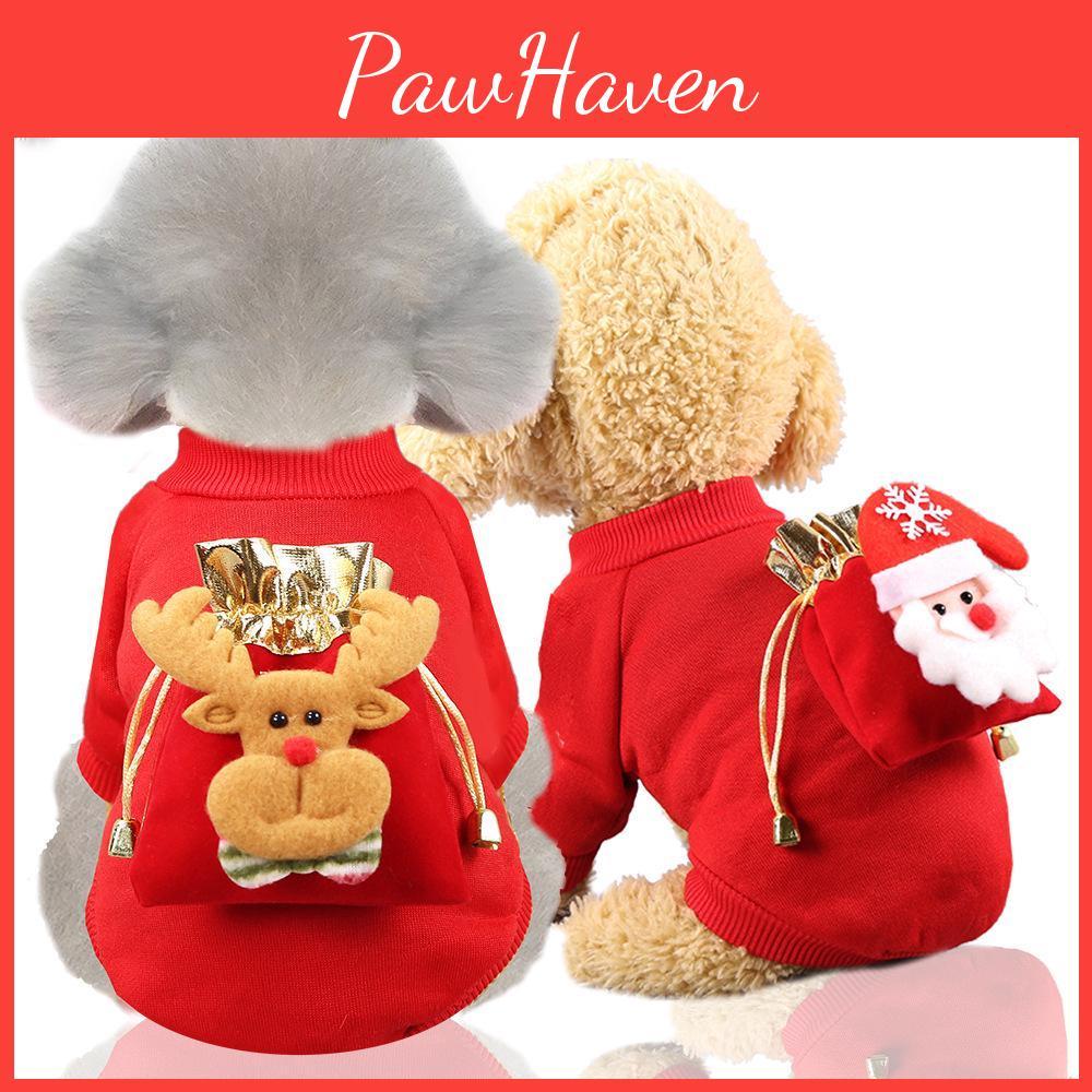 Clothes Pet Christmas Dog Cat Clothes Autumn And Winter Warm Fleece Sweater Blessing Pocket Elk Dog Clothes Pet Supplies