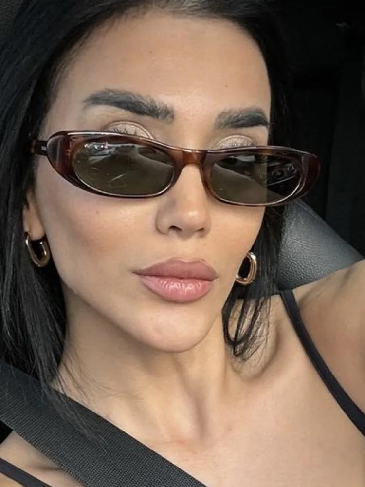 Vintage Cat Eye Oval Sunglasses Women Designer Fashion Trendy Small Frame UV400 Protection Sun Glasses