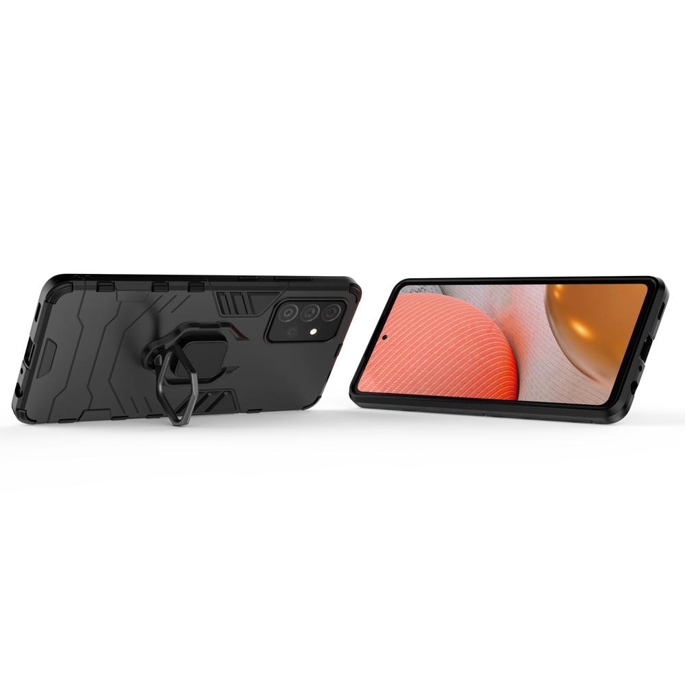 Galaxy A72 4G Hybrid Armor Case with Magnetic Stand - Black