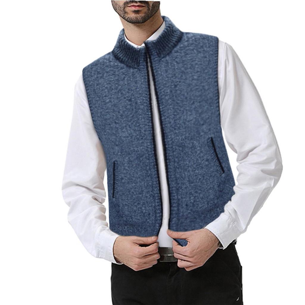 For Men In  And Winter  Fleeced Warm Cardigan Vest Blouse