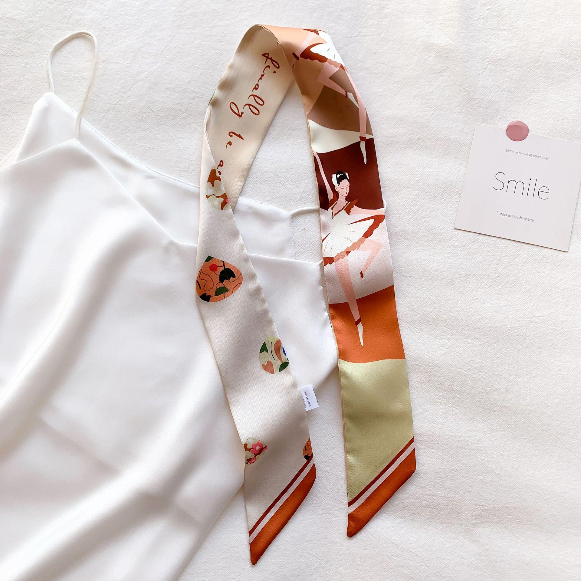 

Модный весенне-осенний летний новый декоративный шарф для женщин, длинный струящийся шелковый ободок для волос, литературный шарф для поцелуев 6*100cm