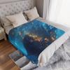 1pc Mysterious Harbor Digital Printed Design Blanket - All-Season Soft Flannel Throw with Vibrant Nautical Ship & Lanterns