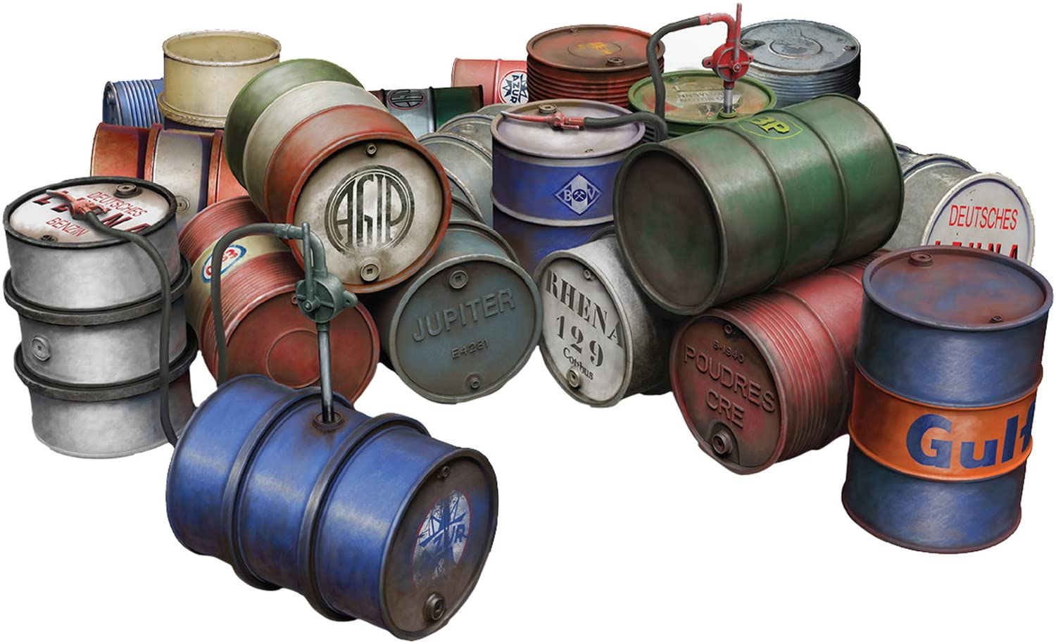 

Miniart Fuel and Oil Drums Plastic Model MA49007 1/48 1930s-1950s