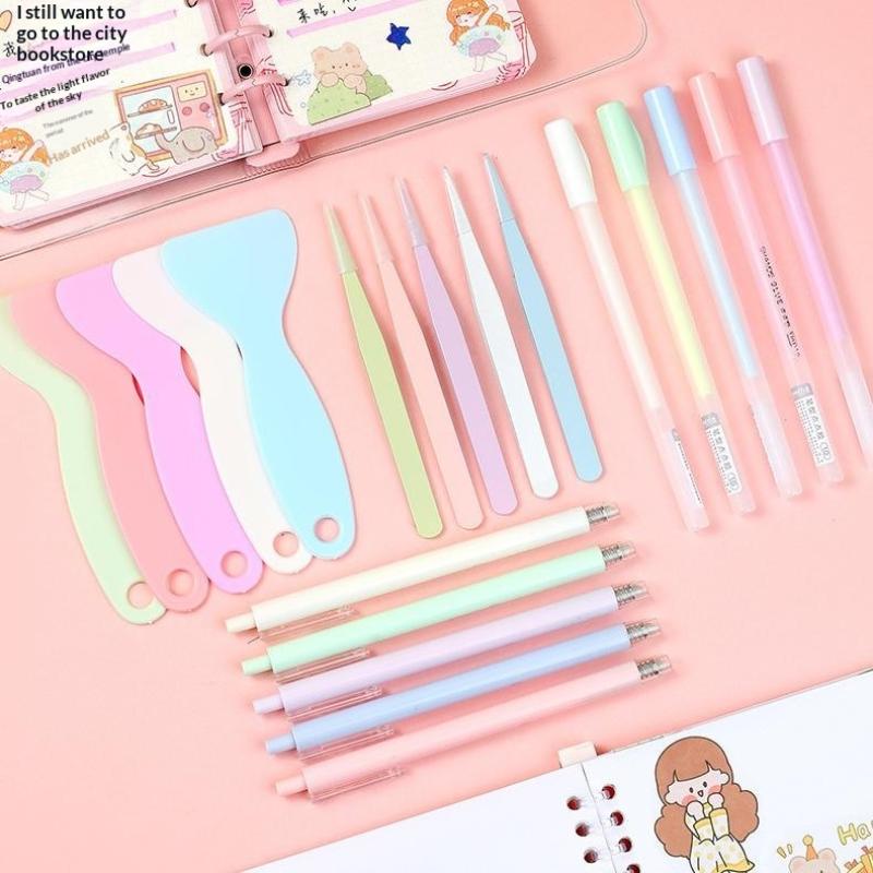 4Pcs/Set Glue Pen Carving Knife Tweezers Small Shovel Student Diy Handmade Set Journal Tools Sationery Craft Kit Supplies