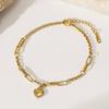 Trendy 18K Gold Plated Zircon Bowknot Bracelet Stainless Steel Various Geometric Adjustable Chain Bracelet Anti Tarnish Jewelry