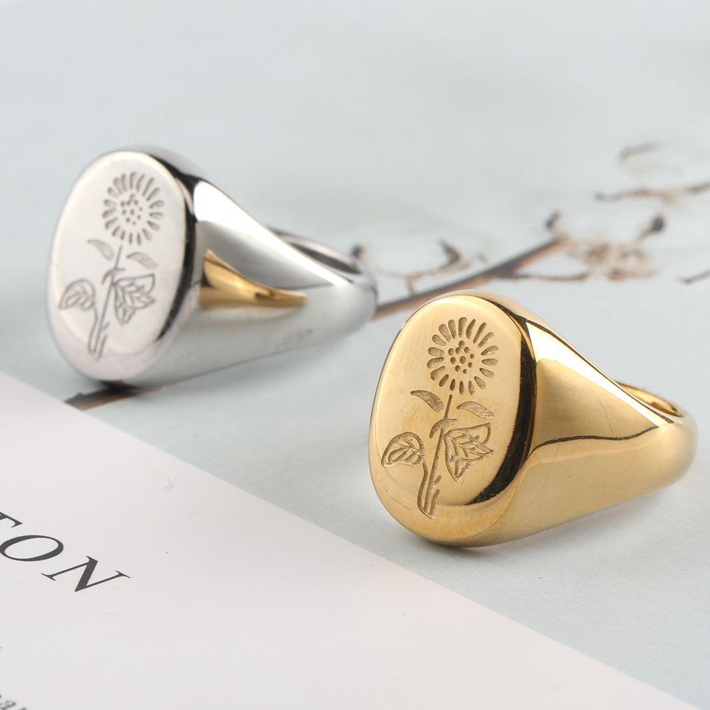 Women's Titanium Steel Daisy Ring Stainless Steel Floral Minimalist Jewelry Hypoallergenic Trending Dainty Stackable Ring