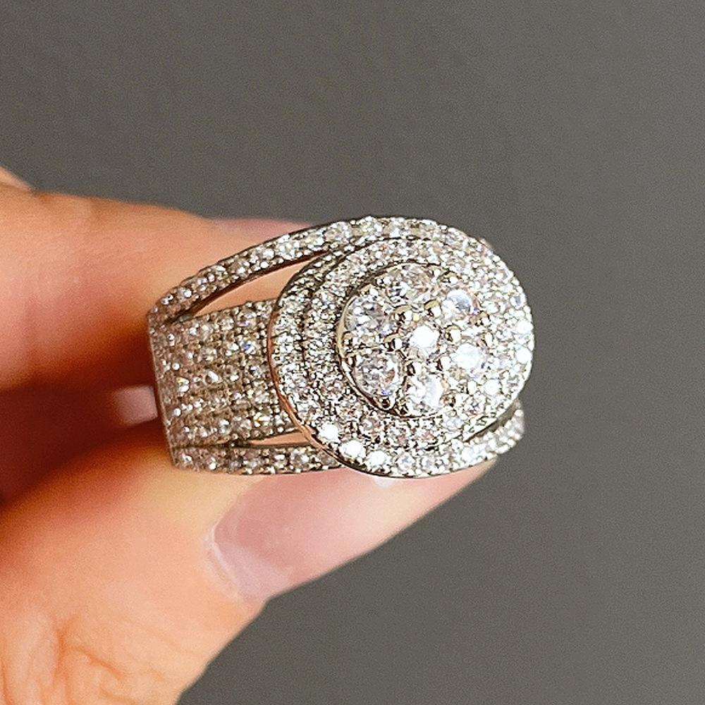 Hip Hop Style Hiphop Ring Men'S Trendy Hip-Hop Diamond Ring Deluxe Full Zircon Ring