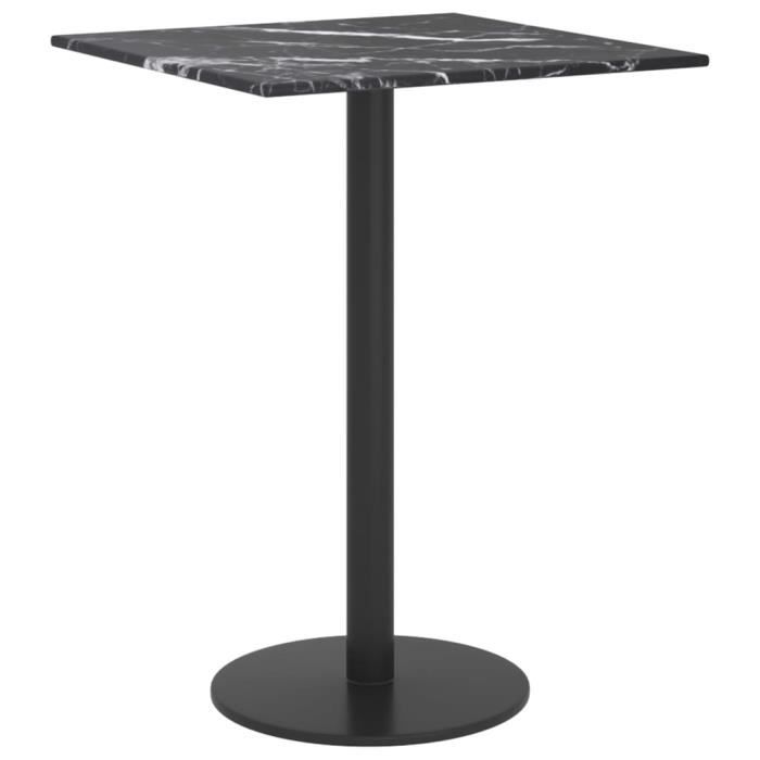 VidaXL Table Top Black 30x30 Cm 6mm Tempered Glass and Marble Design