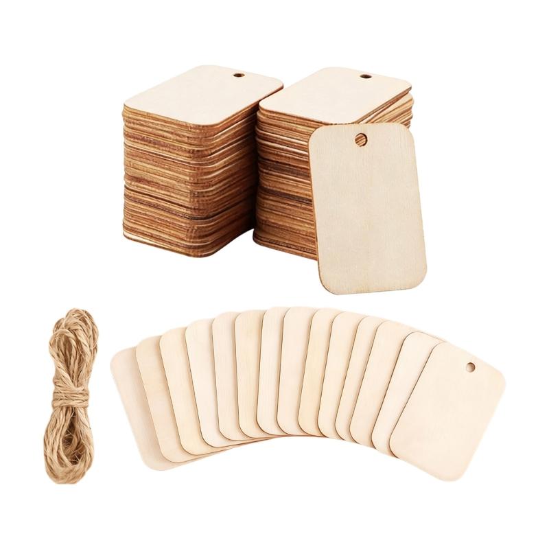 Pack Of 150 Wooden Labels With Rope For Crafting And Creative Painting For Home Decoration And Gift Labels