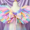 Lightweight Wings for Parties Angel Feather Wing Kids Girls, Colorful Elf Photo Prop Costume Birthday Party, Fairy Cosplay, Halloween, Performance