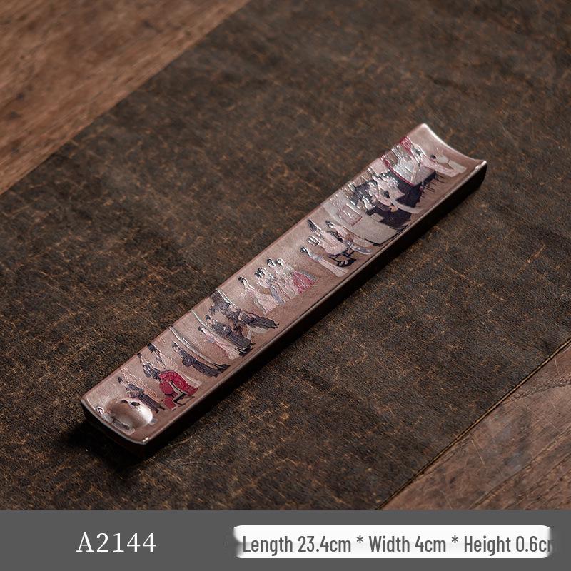 Guochao River & Mountain Ceramic Incense Holder - Retro Incense Stick Tray for Indoor Use