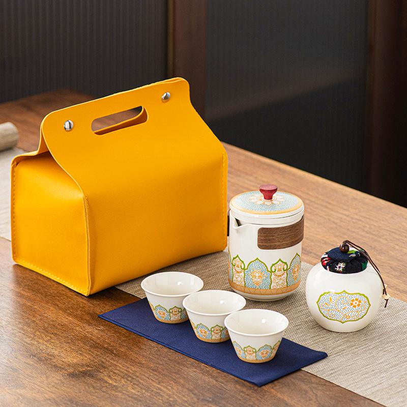 Portable Kung Fu Tea Set with Custom Logo - Ideal for Festivals, Corporate Gifts, and Outdoor Use