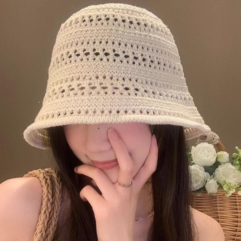 Bucket hat women's high sense summer new hollow bucket hat sunshade sun protection hat versatile basin hat